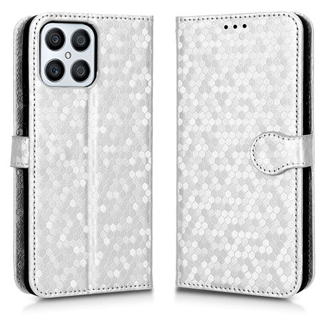 Funda de Cuero Cartera con Soporte Carcasa C01X para Huawei Honor X8 4G Plata