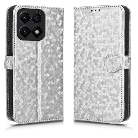 Funda de Cuero Cartera con Soporte Carcasa C01X para Huawei Honor X8a 4G Plata