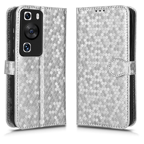 Funda de Cuero Cartera con Soporte Carcasa C01X para Huawei P60 Pro Plata