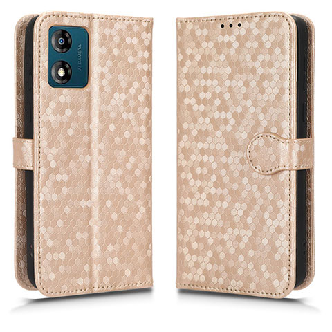 Funda de Cuero Cartera con Soporte Carcasa C01X para Motorola Moto E13 Oro