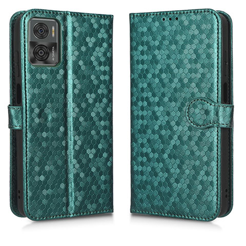 Funda de Cuero Cartera con Soporte Carcasa C01X para Motorola Moto E22 Verde