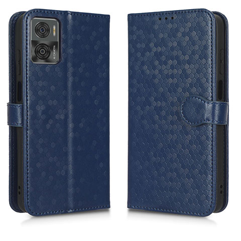 Funda de Cuero Cartera con Soporte Carcasa C01X para Motorola Moto E22i Azul