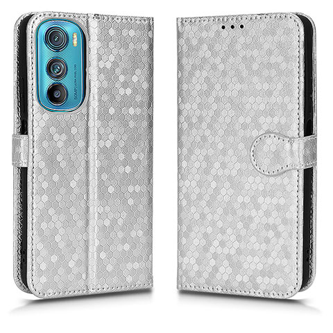 Funda de Cuero Cartera con Soporte Carcasa C01X para Motorola Moto Edge 30 5G Plata