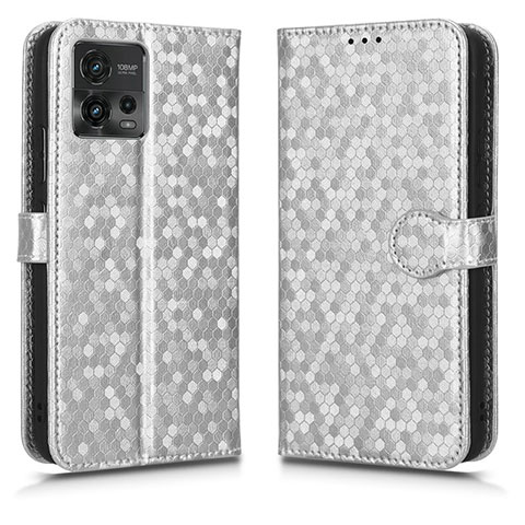 Funda de Cuero Cartera con Soporte Carcasa C01X para Motorola Moto G72 Plata