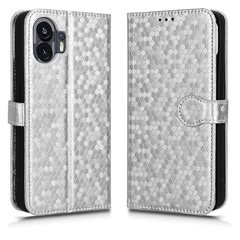 Funda de Cuero Cartera con Soporte Carcasa C01X para Nothing Phone 2 Plata