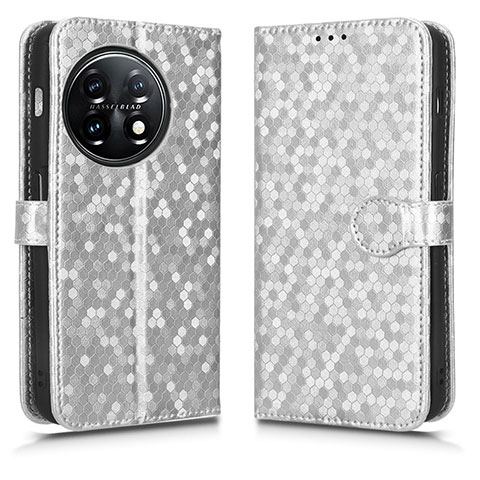 Funda de Cuero Cartera con Soporte Carcasa C01X para OnePlus 11R 5G Plata