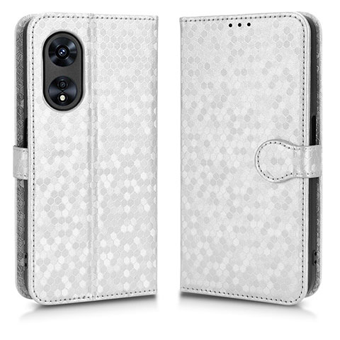 Funda de Cuero Cartera con Soporte Carcasa C01X para Oppo A1 5G Plata