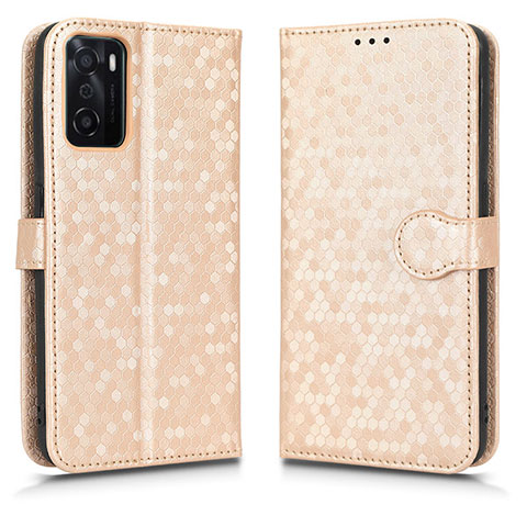 Funda de Cuero Cartera con Soporte Carcasa C01X para Oppo A55S 5G Oro