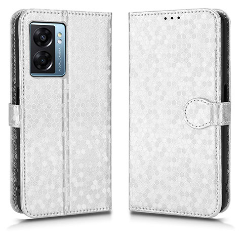 Funda de Cuero Cartera con Soporte Carcasa C01X para Oppo A56S 5G Plata