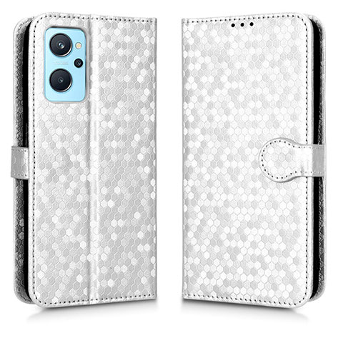 Funda de Cuero Cartera con Soporte Carcasa C01X para Oppo A96 4G Plata