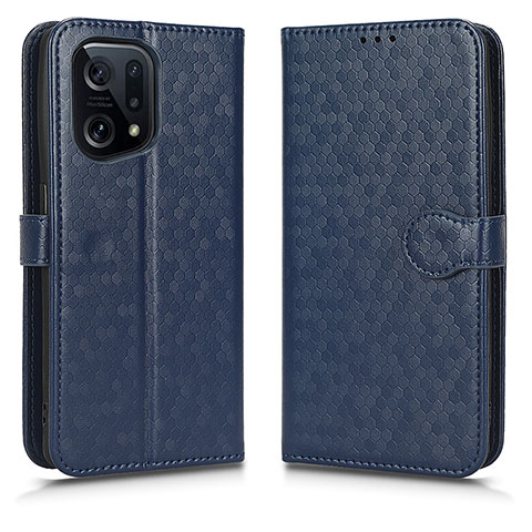 Funda de Cuero Cartera con Soporte Carcasa C01X para Oppo Find X5 5G Azul