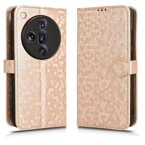 Funda de Cuero Cartera con Soporte Carcasa C01X para Oppo Find X7 Ultra 5G Oro