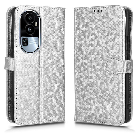 Funda de Cuero Cartera con Soporte Carcasa C01X para Oppo Reno10 Pro+ Plus 5G Plata