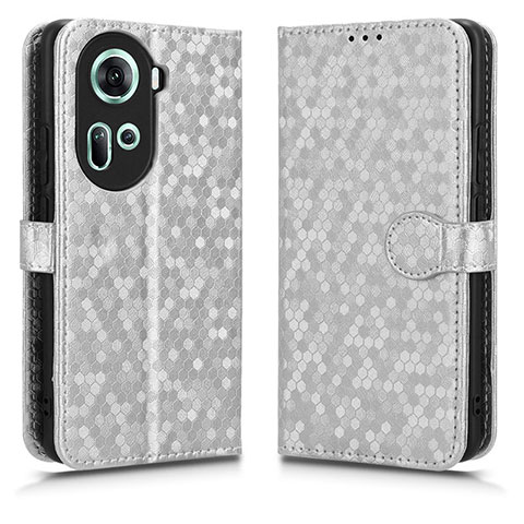 Funda de Cuero Cartera con Soporte Carcasa C01X para Oppo Reno11 5G Plata