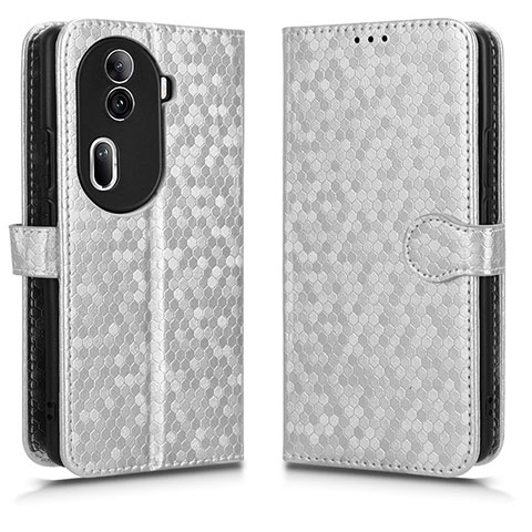 Funda de Cuero Cartera con Soporte Carcasa C01X para Oppo Reno11 Pro 5G Plata