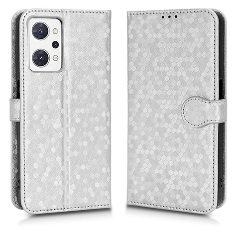 Funda de Cuero Cartera con Soporte Carcasa C01X para Oppo Reno7 A Plata