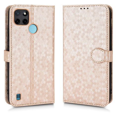 Funda de Cuero Cartera con Soporte Carcasa C01X para Realme C25Y India Oro