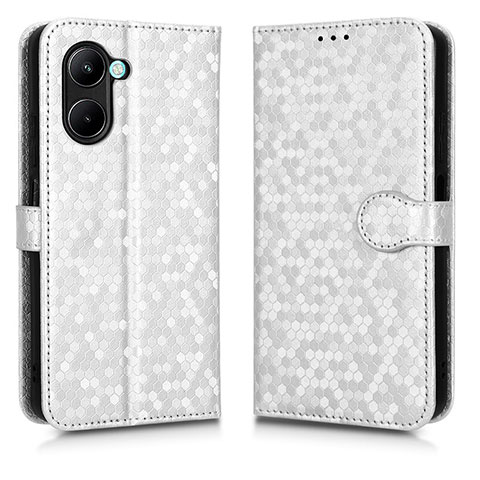 Funda de Cuero Cartera con Soporte Carcasa C01X para Realme C33 (2023) Plata