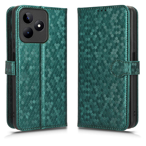 Funda de Cuero Cartera con Soporte Carcasa C01X para Realme C53 India Verde