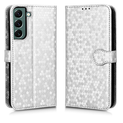 Funda de Cuero Cartera con Soporte Carcasa C01X para Samsung Galaxy S22 Plus 5G Plata