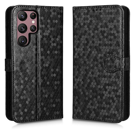 Funda de Cuero Cartera con Soporte Carcasa C01X para Samsung Galaxy S22 Ultra 5G Negro