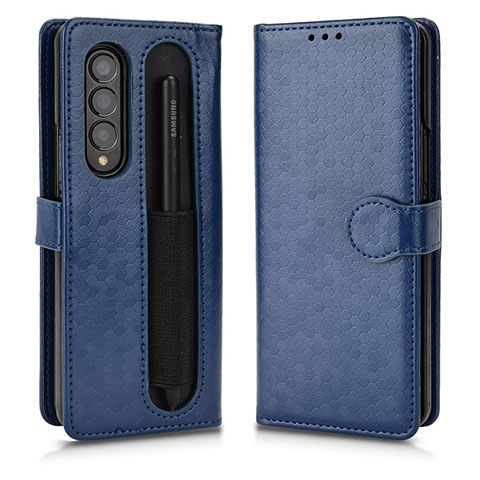 Funda de Cuero Cartera con Soporte Carcasa C01X para Samsung Galaxy Z Fold4 5G Azul