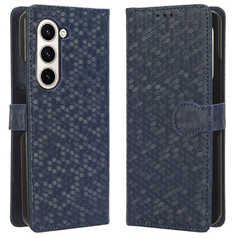 Funda de Cuero Cartera con Soporte Carcasa C01X para Samsung Galaxy Z Fold5 5G Azul