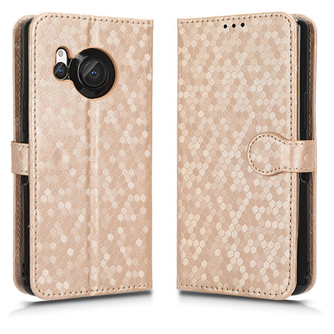 Funda de Cuero Cartera con Soporte Carcasa C01X para Sharp Aquos R8 Oro