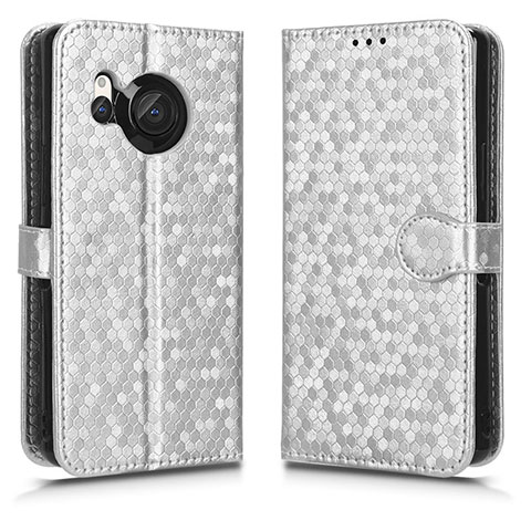 Funda de Cuero Cartera con Soporte Carcasa C01X para Sharp Aquos R8s Plata