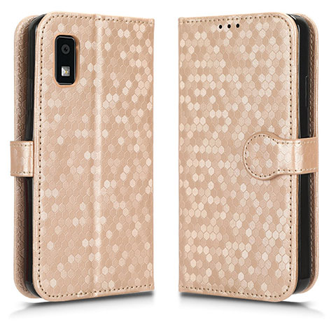 Funda de Cuero Cartera con Soporte Carcasa C01X para Sharp Aquos wish3 Oro