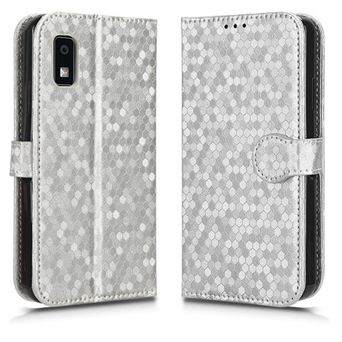 Funda de Cuero Cartera con Soporte Carcasa C01X para Sharp Aquos wish3 Plata