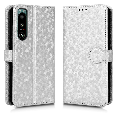 Funda de Cuero Cartera con Soporte Carcasa C01X para Sony Xperia 5 III Plata