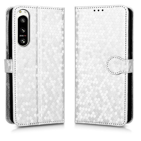 Funda de Cuero Cartera con Soporte Carcasa C01X para Sony Xperia 5 IV Plata