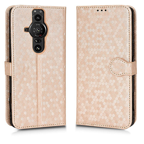 Funda de Cuero Cartera con Soporte Carcasa C01X para Sony Xperia PRO-I Oro