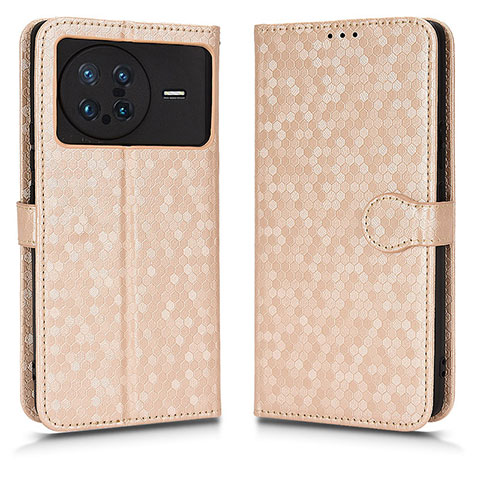 Funda de Cuero Cartera con Soporte Carcasa C01X para Vivo X Note Oro