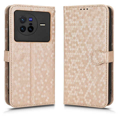 Funda de Cuero Cartera con Soporte Carcasa C01X para Vivo X80 5G Oro