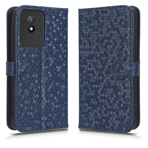 Funda de Cuero Cartera con Soporte Carcasa C01X para Vivo Y02 Azul