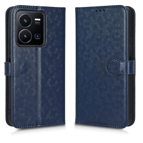 Funda de Cuero Cartera con Soporte Carcasa C01X para Vivo Y35 4G Azul