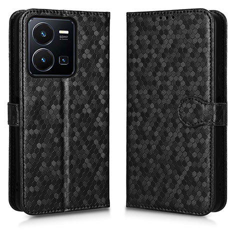 Funda de Cuero Cartera con Soporte Carcasa C01X para Vivo Y35 4G Negro