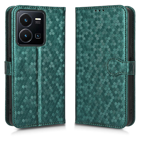 Funda de Cuero Cartera con Soporte Carcasa C01X para Vivo Y35 4G Verde