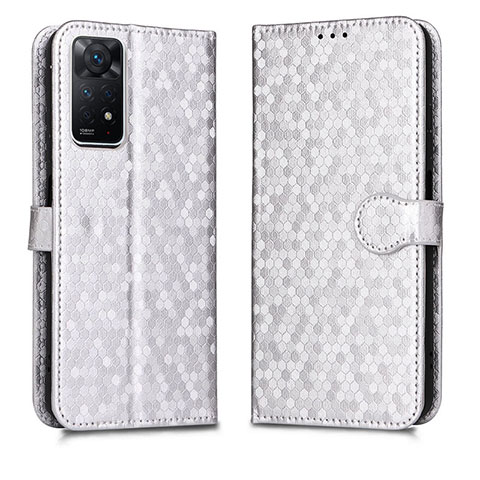 Funda de Cuero Cartera con Soporte Carcasa C01X para Xiaomi Redmi Note 11 Pro 4G Plata