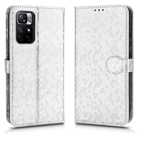 Funda de Cuero Cartera con Soporte Carcasa C01X para Xiaomi Redmi Note 11S 5G Plata