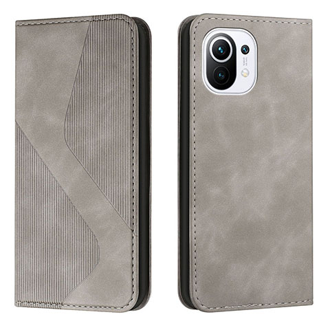 Funda de Cuero Cartera con Soporte Carcasa C02 para Xiaomi Mi 11 5G Gris