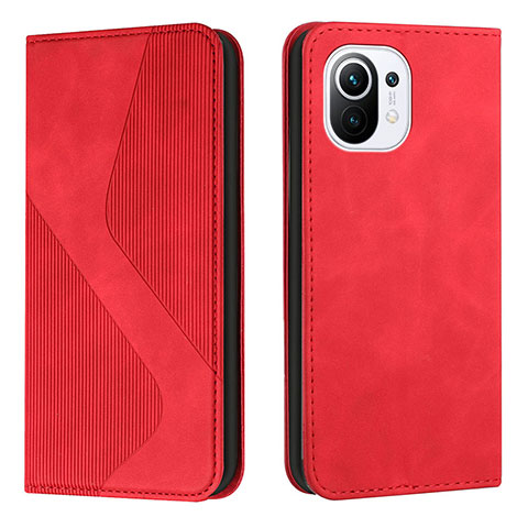 Funda de Cuero Cartera con Soporte Carcasa C02 para Xiaomi Mi 11 Lite 5G NE Rojo