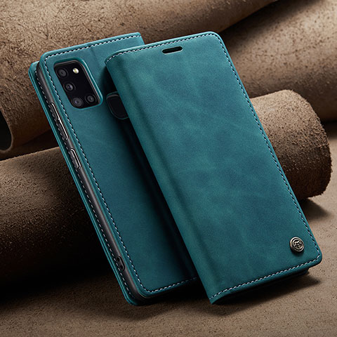 Funda de Cuero Cartera con Soporte Carcasa C02S para Samsung Galaxy A21s Azul