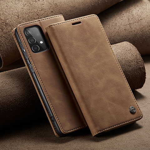 Funda de Cuero Cartera con Soporte Carcasa C02S para Samsung Galaxy A52 4G Marron Claro