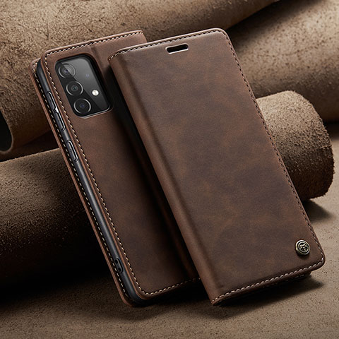 Funda de Cuero Cartera con Soporte Carcasa C02S para Samsung Galaxy A52 5G Marron