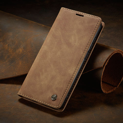 Funda de Cuero Cartera con Soporte Carcasa C02S para Xiaomi Redmi Note 9 Pro Max Marron Claro