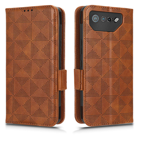 Funda de Cuero Cartera con Soporte Carcasa C02X para Asus ROG Phone 7 Pro Marron