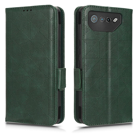 Funda de Cuero Cartera con Soporte Carcasa C02X para Asus ROG Phone 7 Pro Verde